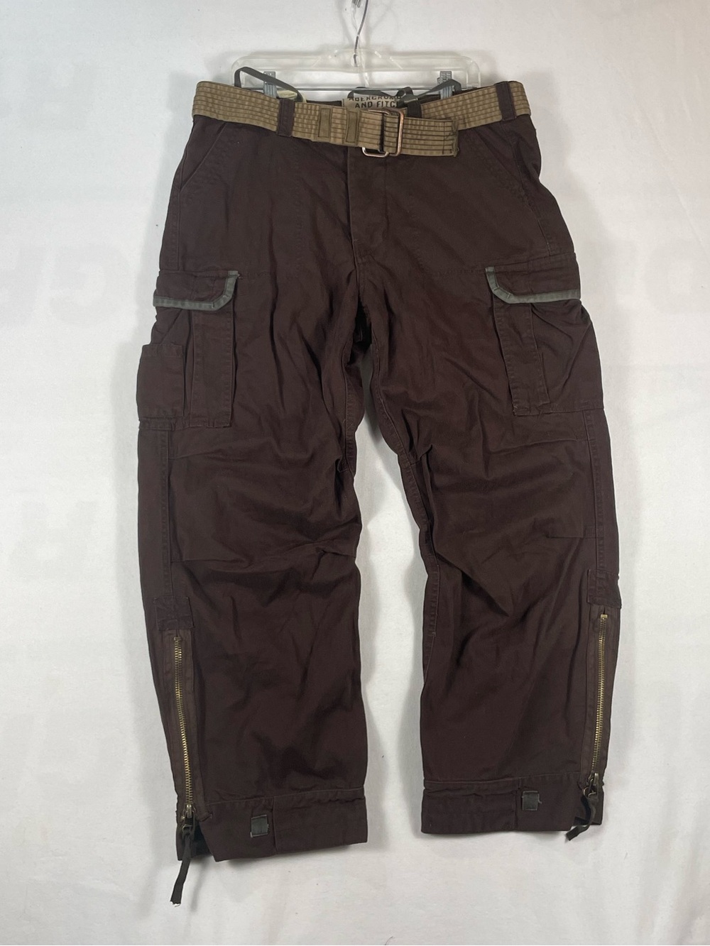 Vtg Abercrombie and Fitch Brown Paratroops Paratrooper Pants Cargo Sz XL 37W/29L